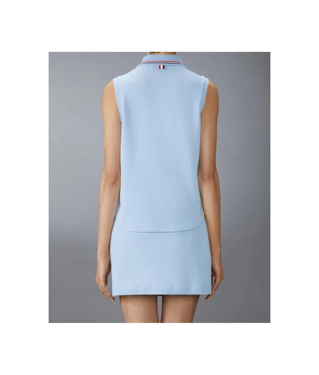 4-Bar Stripe Sleeveless Polo Top
