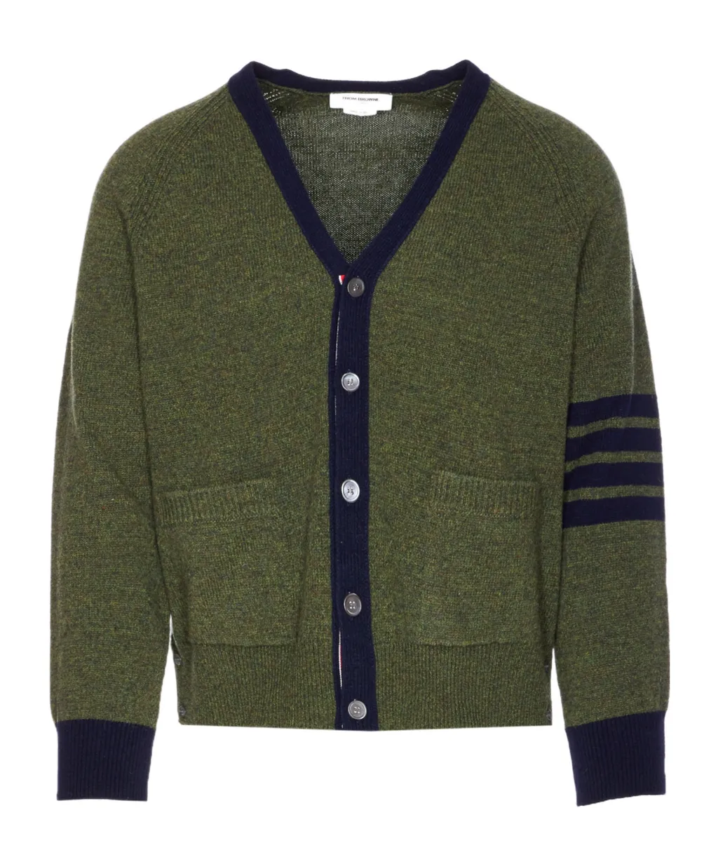 4 Bar Stripe Shetland Wool Cardigan