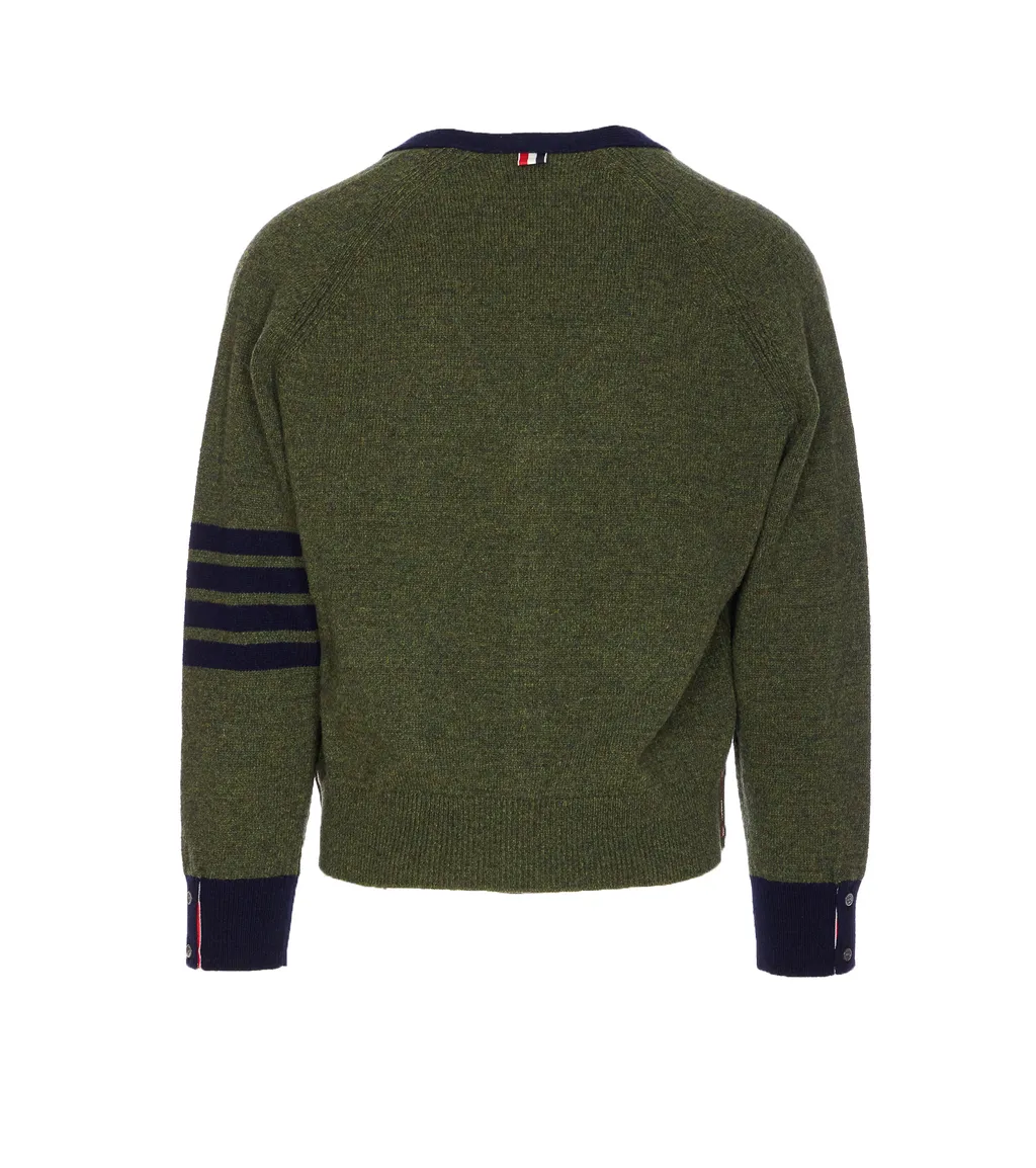 4 Bar Stripe Shetland Wool Cardigan