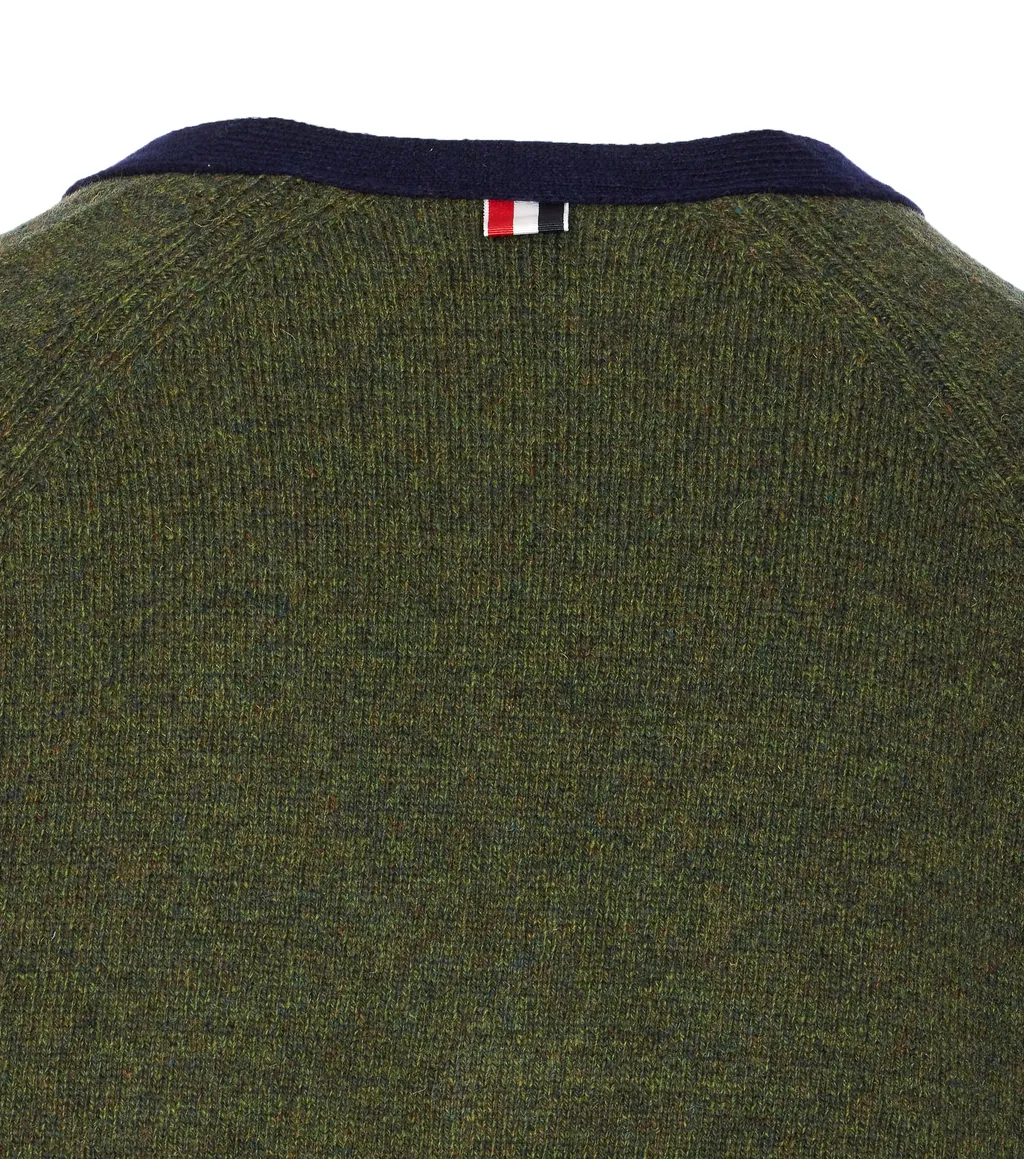 4 Bar Stripe Shetland Wool Cardigan