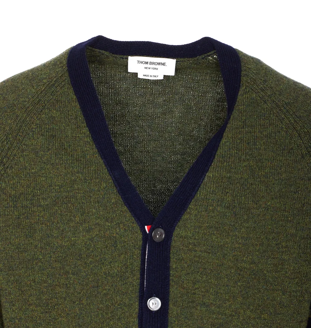 4 Bar Stripe Shetland Wool Cardigan