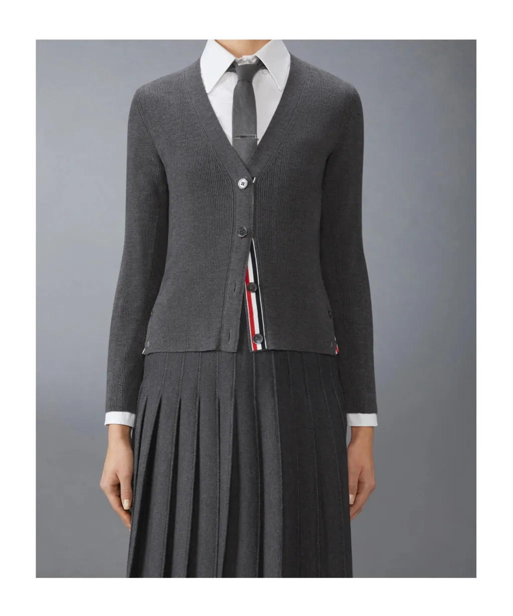 Pointelle Ribbed Knit Cardigan