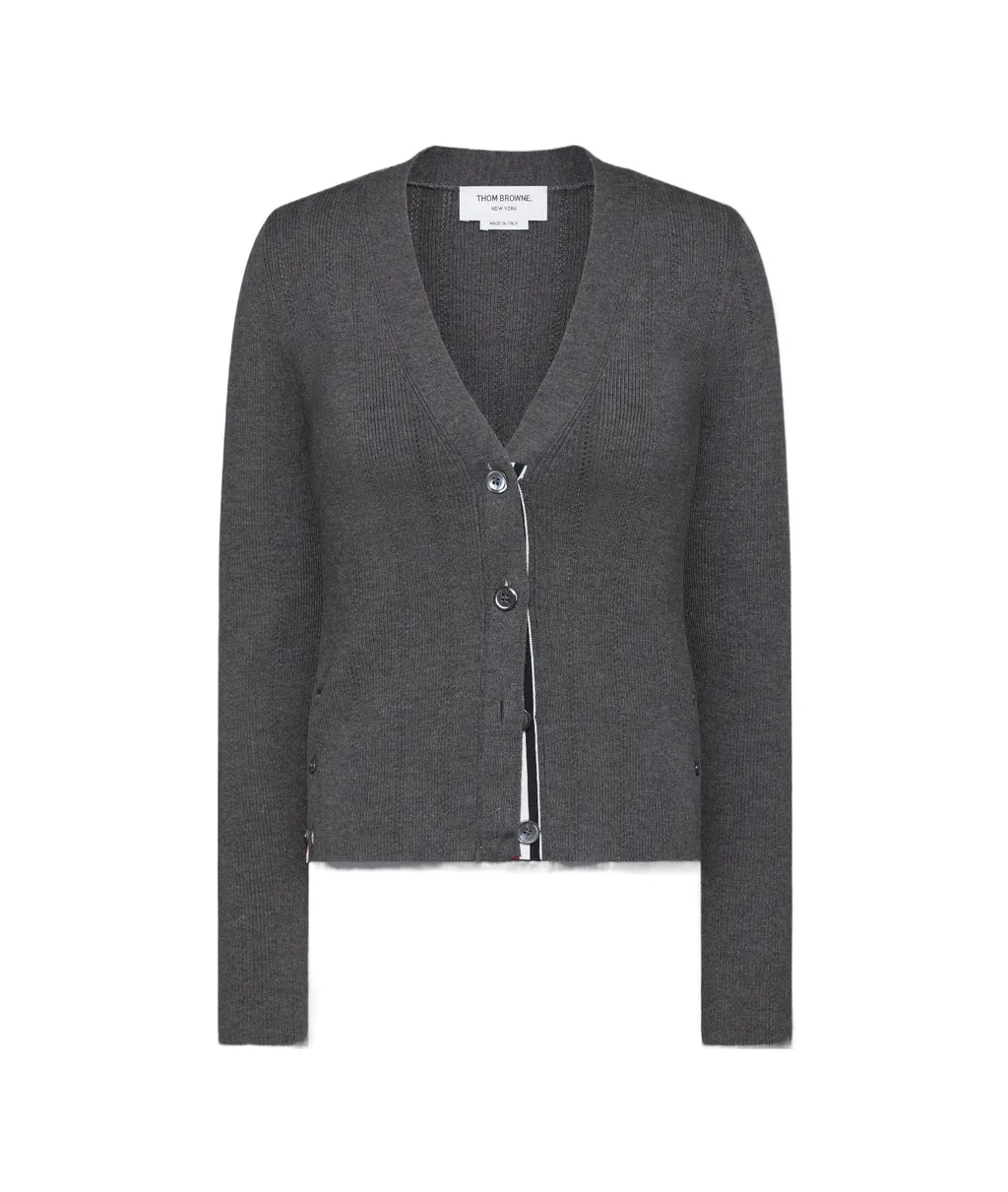 Pointelle Ribbed Knit Cardigan