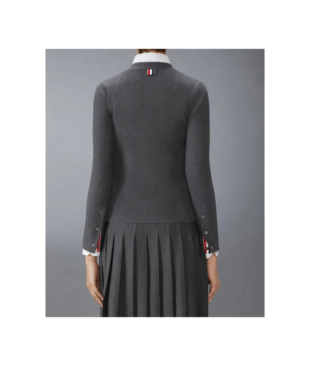 Pointelle Ribbed Knit Cardigan