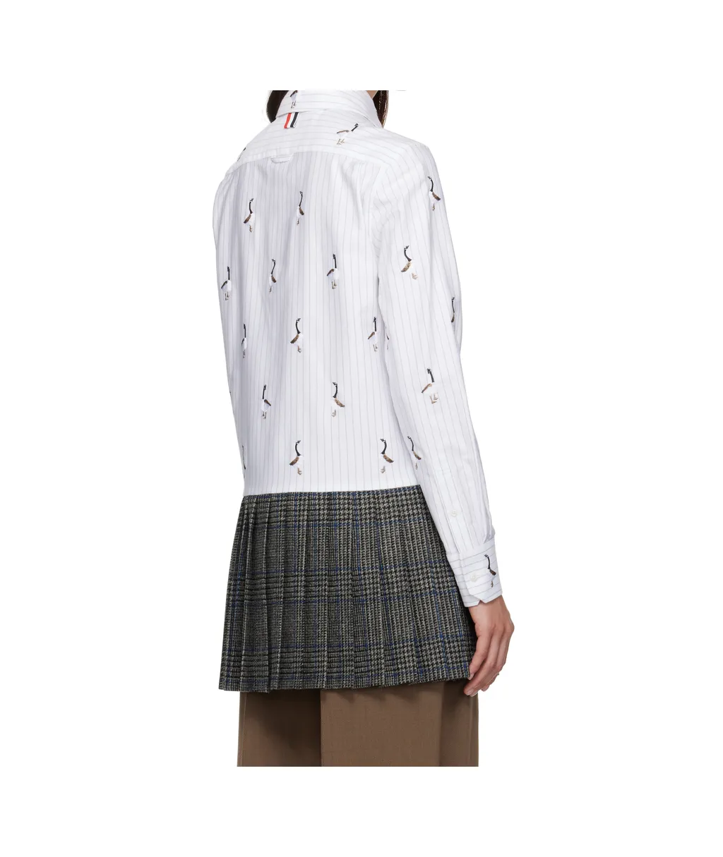 Pleated-Hem Striped Shirt