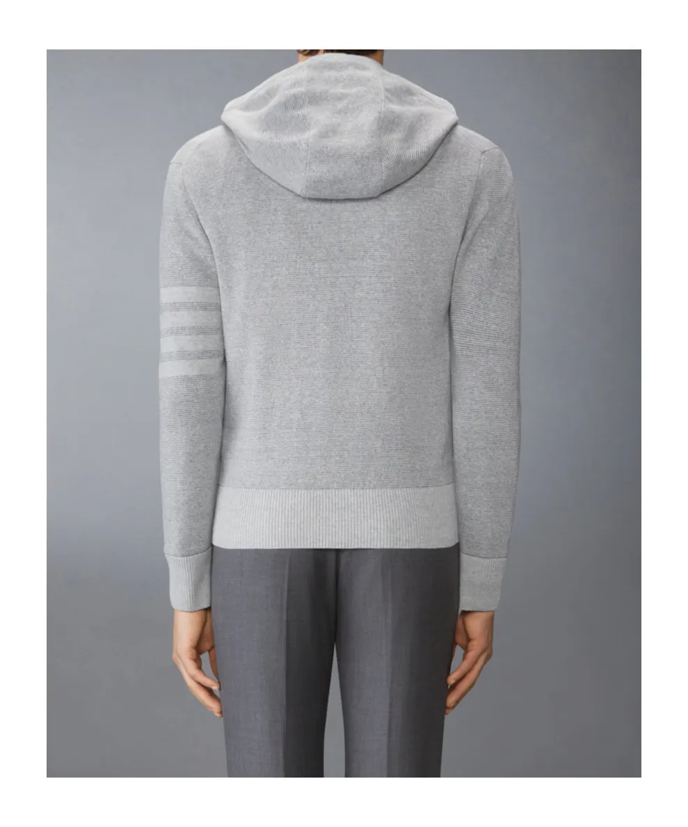 Textured Striped Stitch 4-Bar Relaxed Fit Hoodie