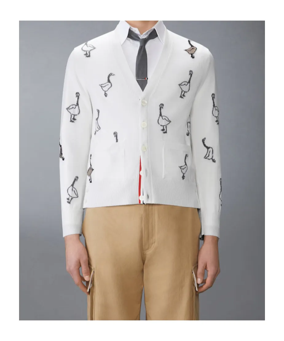 Pattern-Intarsia Virgin Wool Cardigan