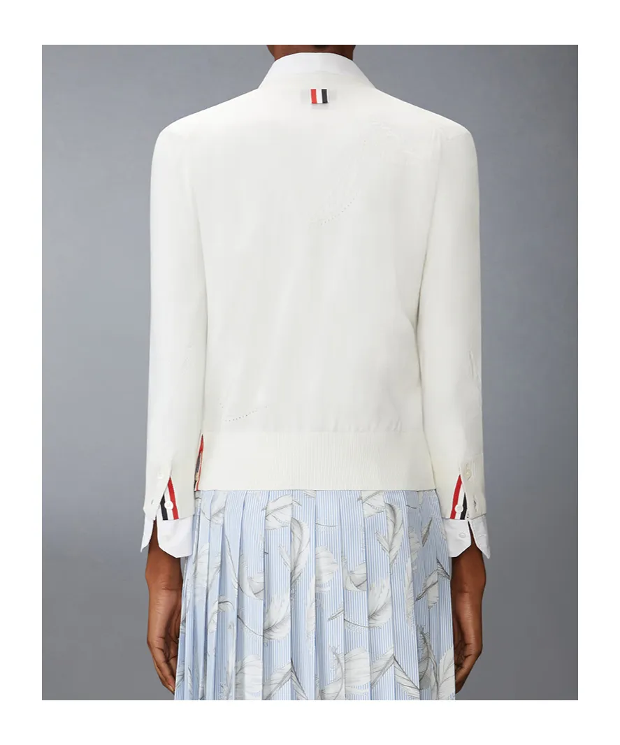 Feather-Intarsia Cotton Cardigan