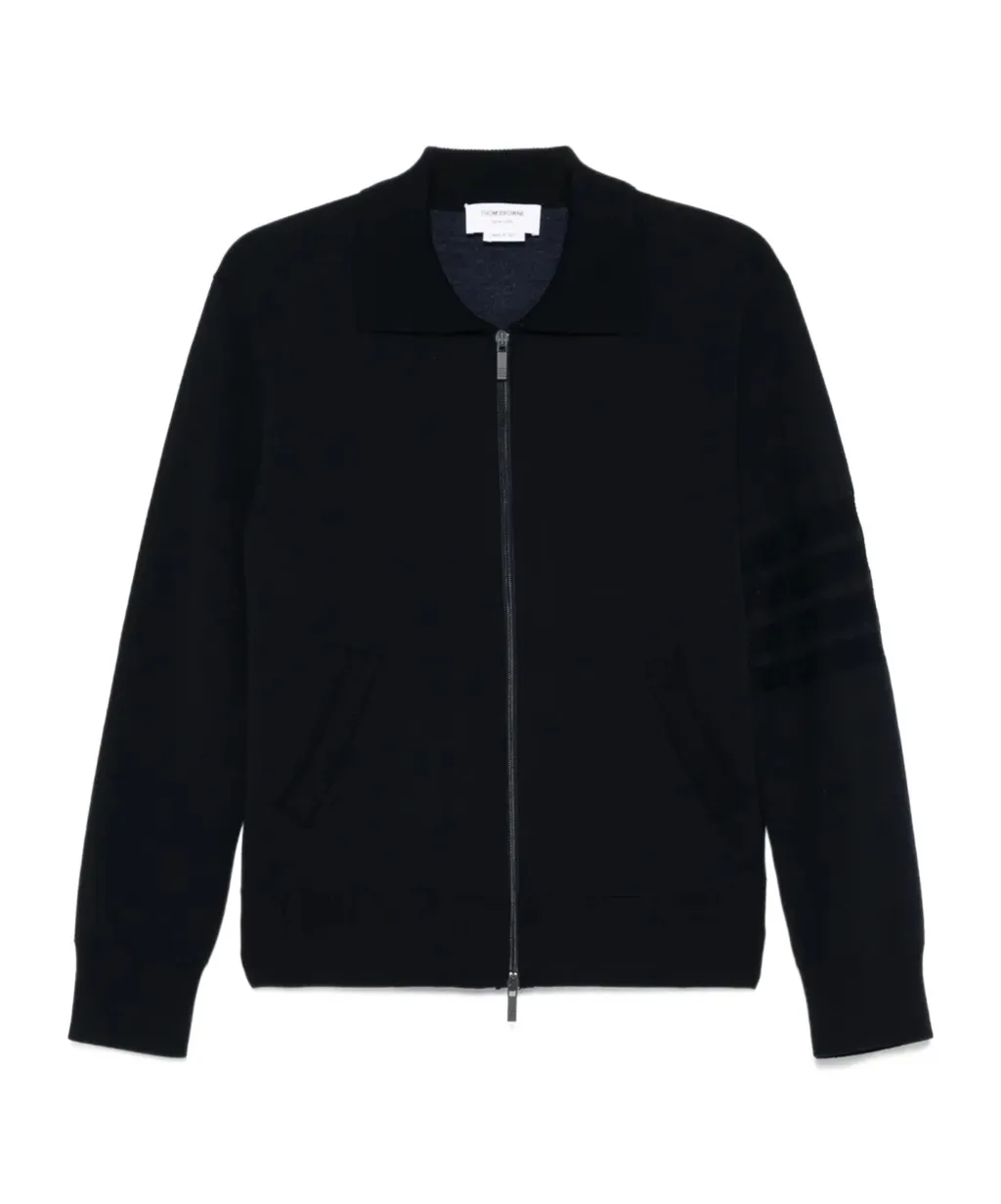 4-Bar Stripe Zipped Cardigan