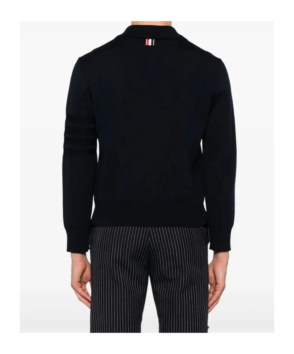 4-Bar Stripe Zipped Cardigan