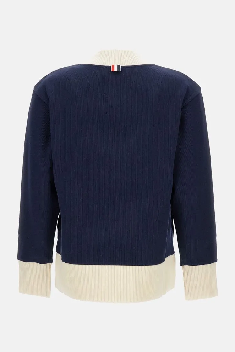 Contrasting-Trim V-Neck Cardigan