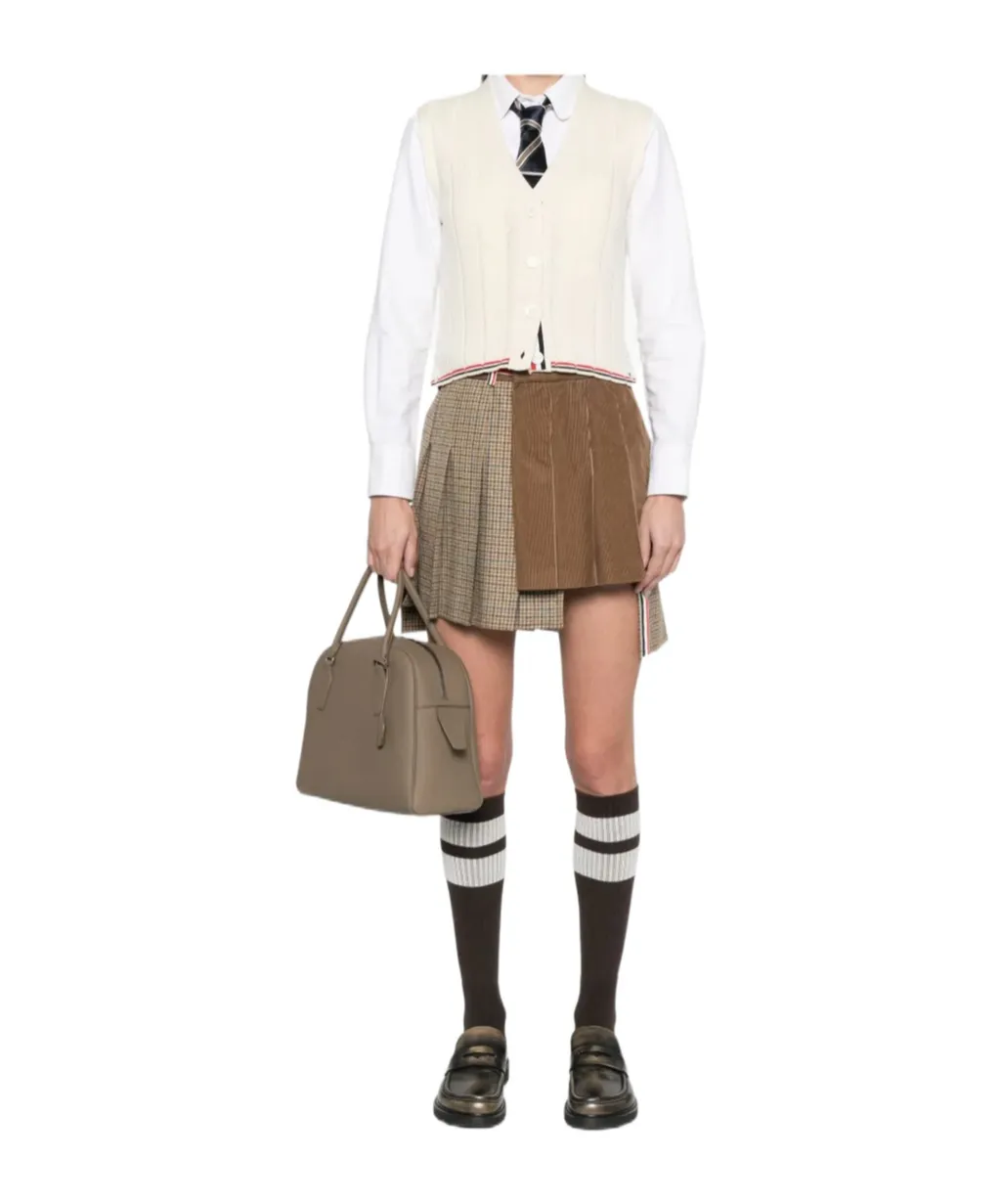 Ginclub Check Cheviot Tweed Mini Skirt