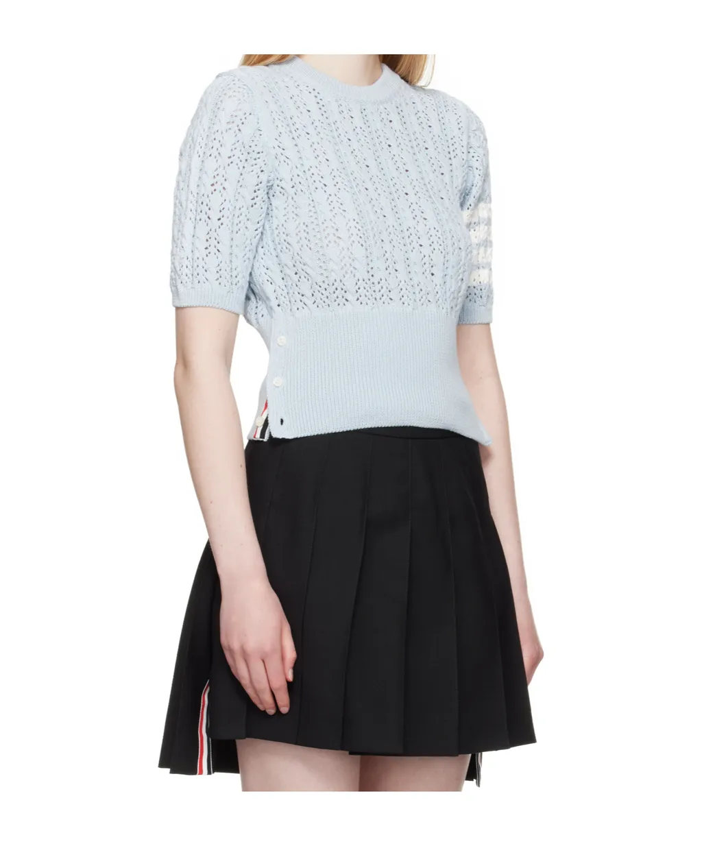 4-Bar Pointelle Knitted T-Shirt