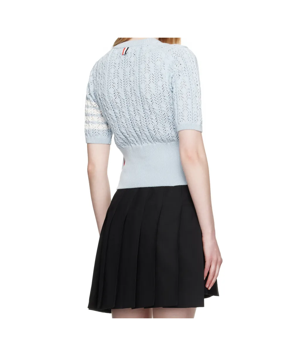 4-Bar Pointelle Knitted T-Shirt