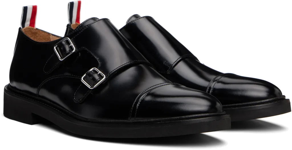 Leather Double Monk Strap Shoes