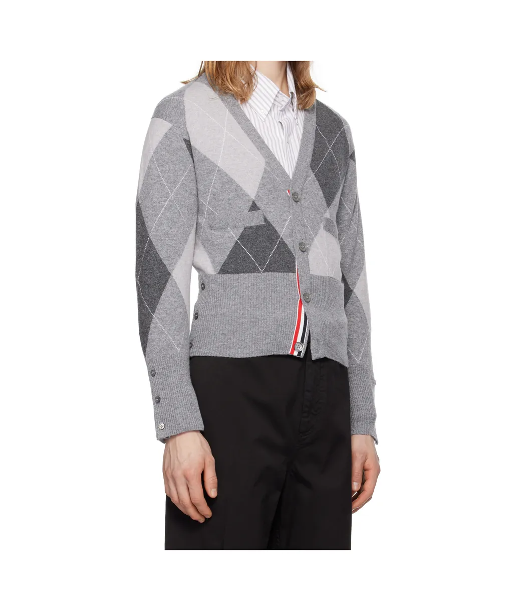Argyle-Pattern Cashmere Cardigan