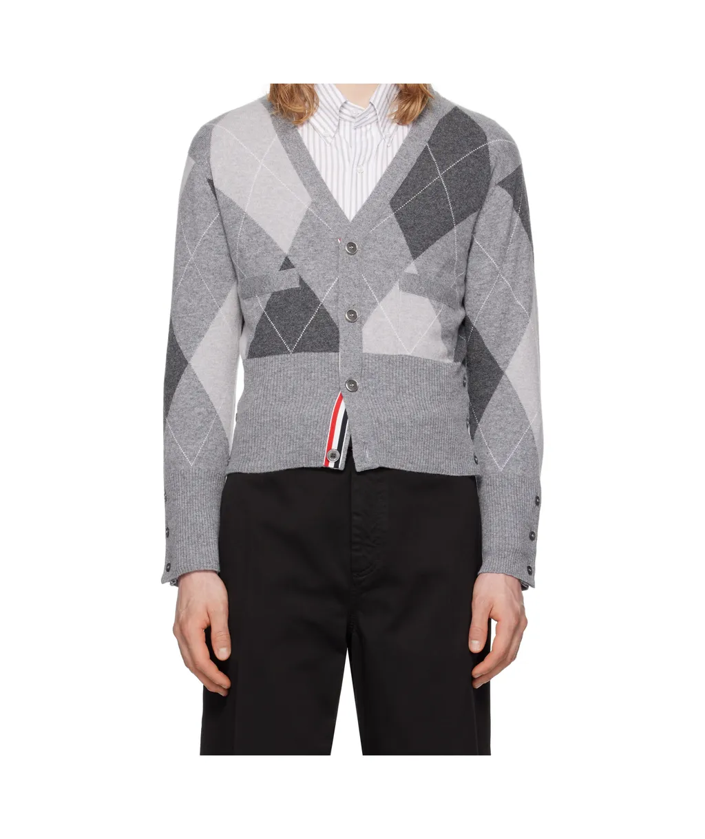Argyle-Pattern Cashmere Cardigan