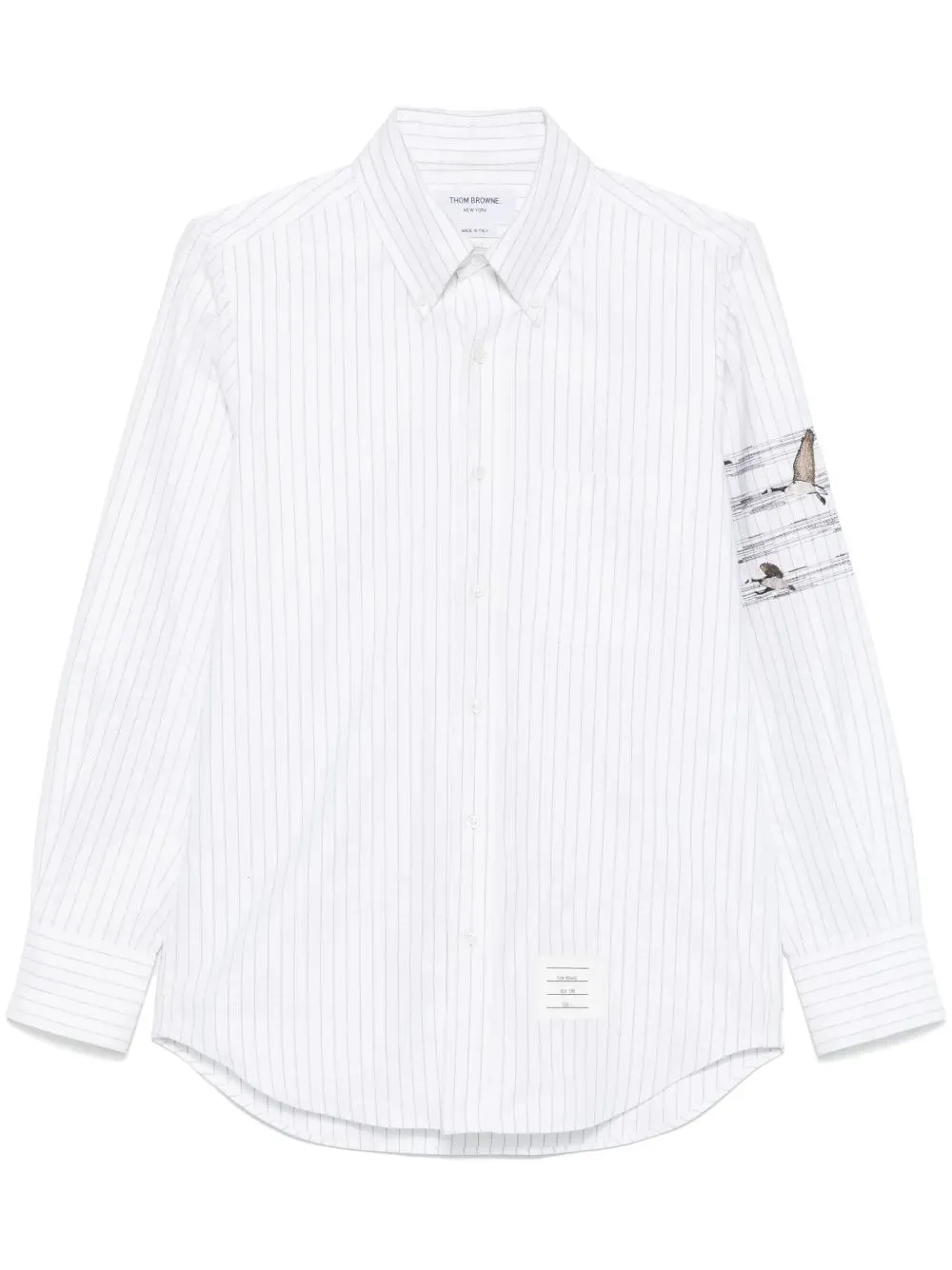 Motif Embroidered Striped Shirt
