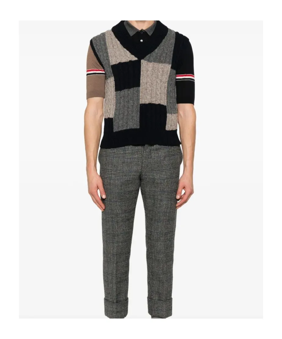 Patchwork Cable-Knit Vest