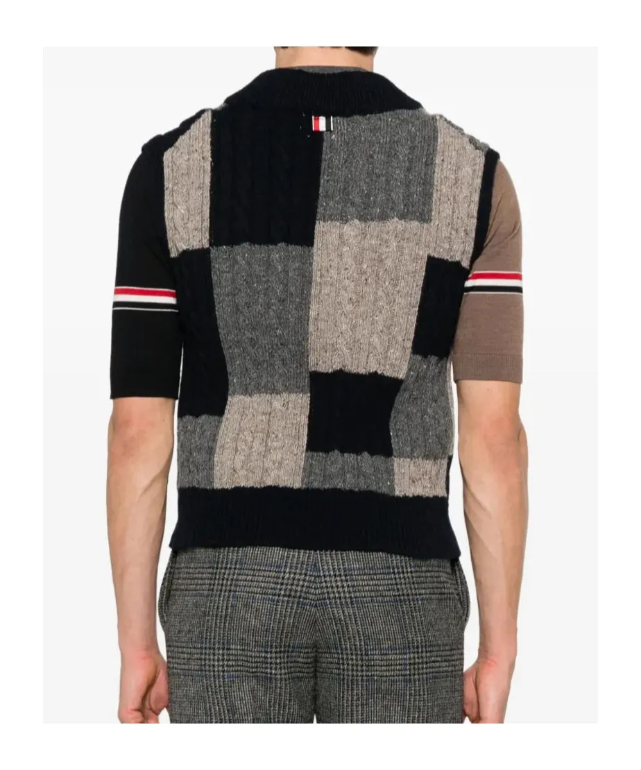 Patchwork Cable-Knit Vest