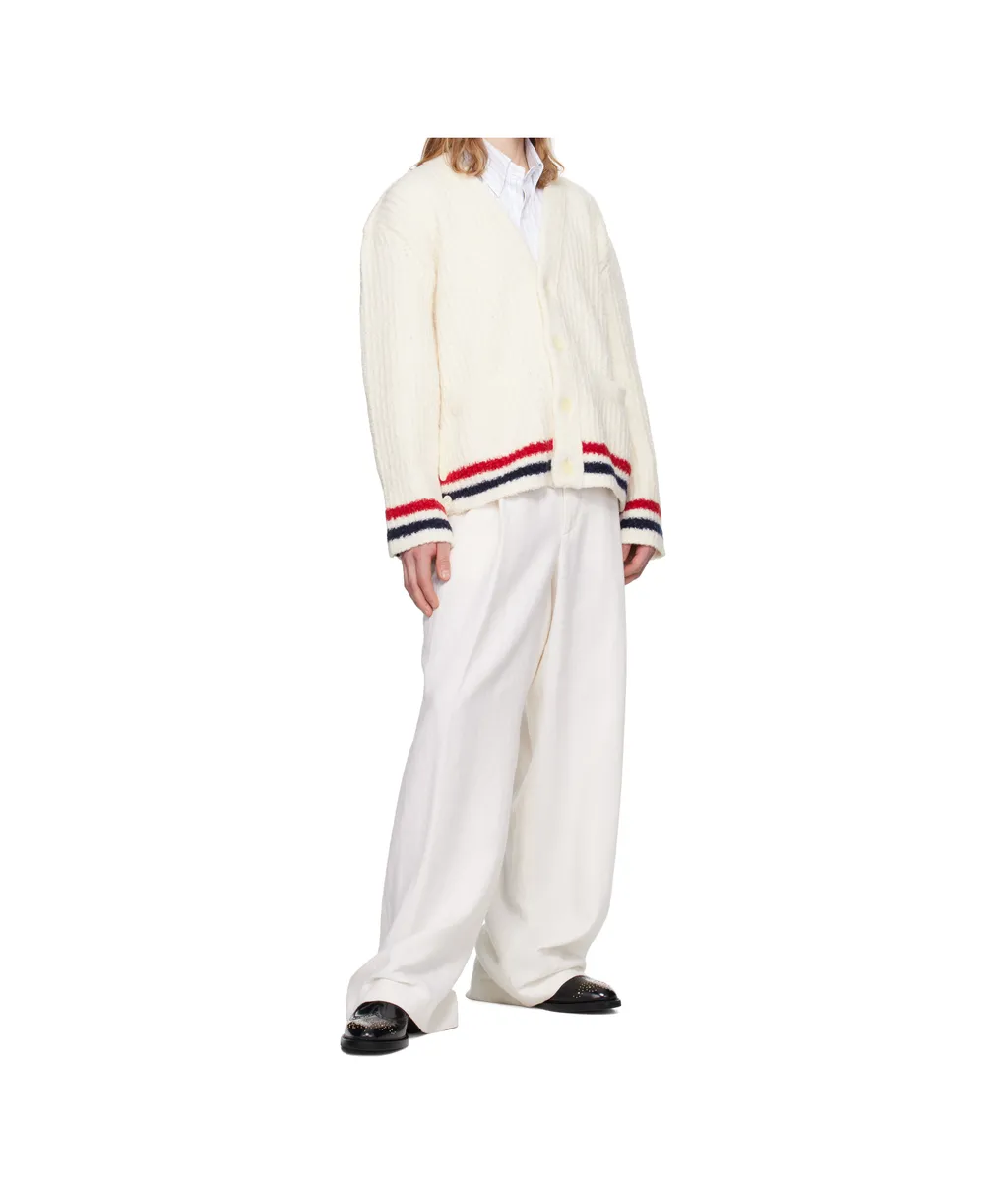 Ribbed Knit Rwb Stripe Cardigan