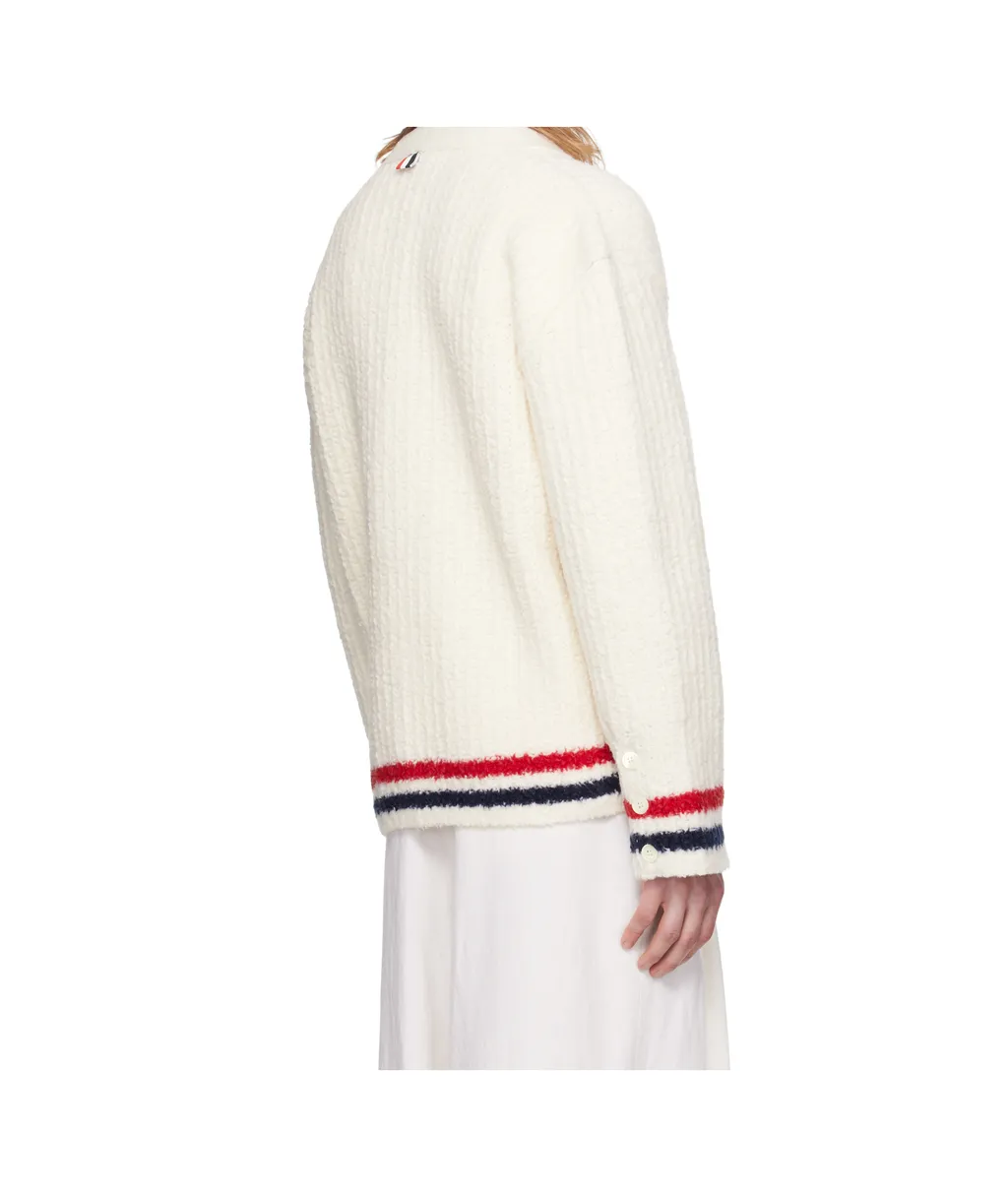 Ribbed Knit Rwb Stripe Cardigan