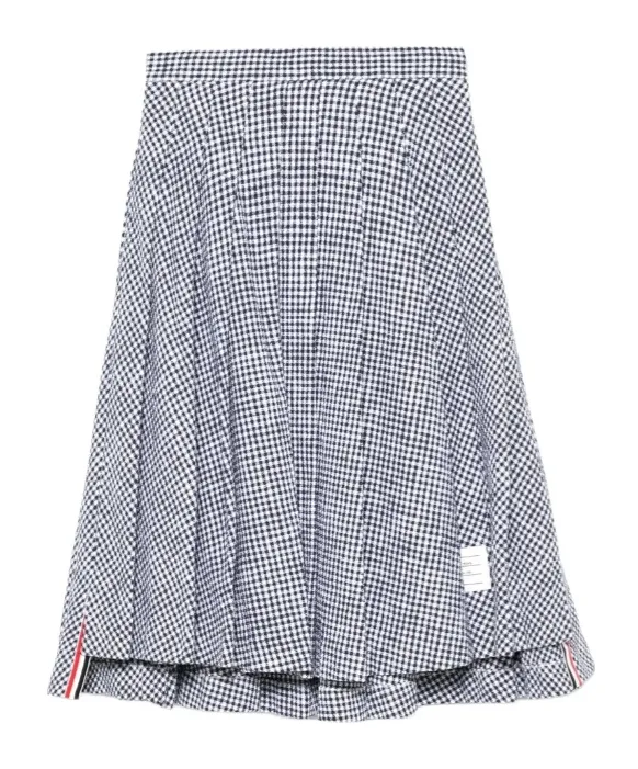 Gingham Tweed Pleated Skirt