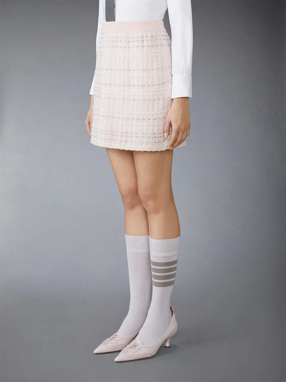 Seersucker Knit Tweed Jacquard Mini Skirt