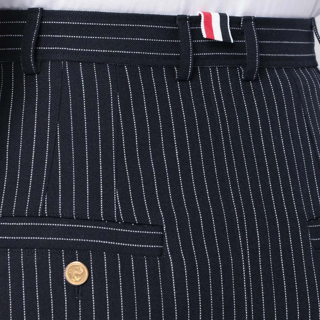 Pinstriped Pencil Midi Skirt