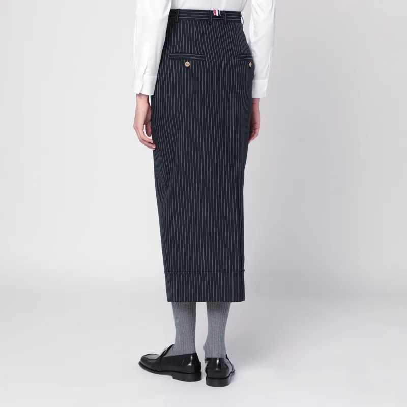 Pinstriped Pencil Midi Skirt