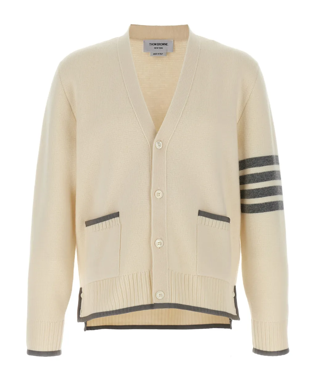 4-Bar Striped Knit Cardigan