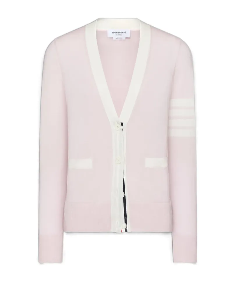 4-Bar Striped V-Neck Cardigan