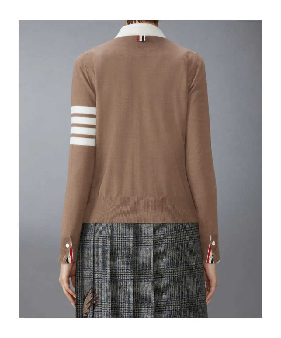 4-Bar Striped V-Neck Cardigan