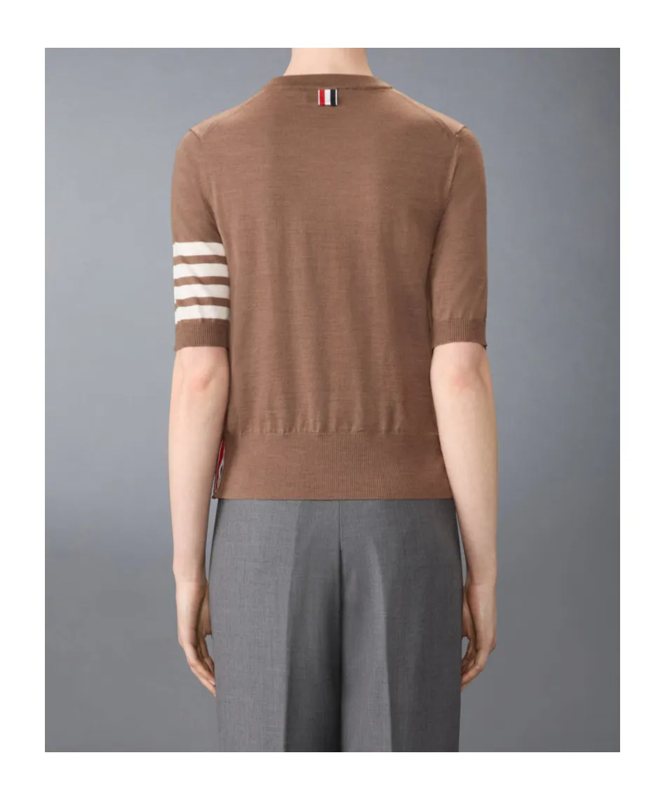 4 Bar Sleeved Fine-Knitted T-Shirt