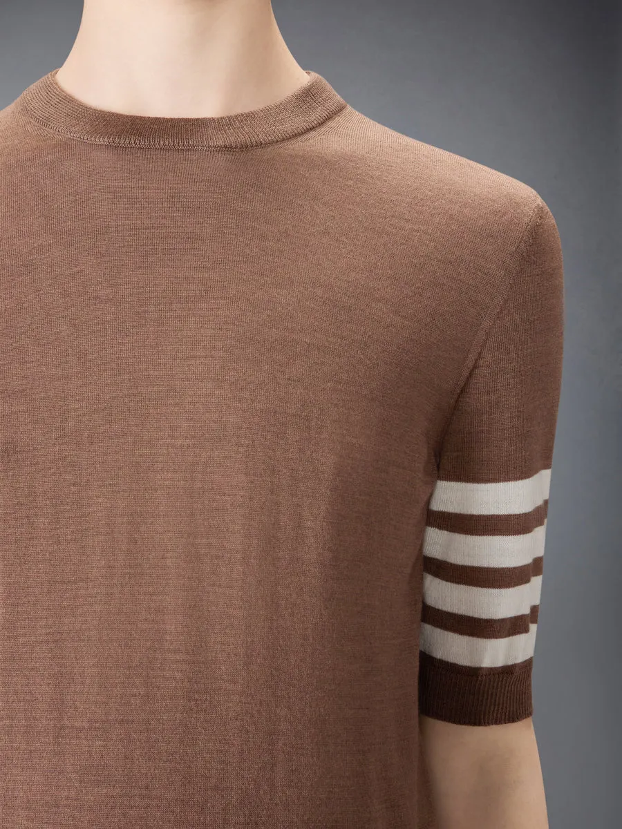 4 Bar Sleeved Fine-Knitted T-Shirt