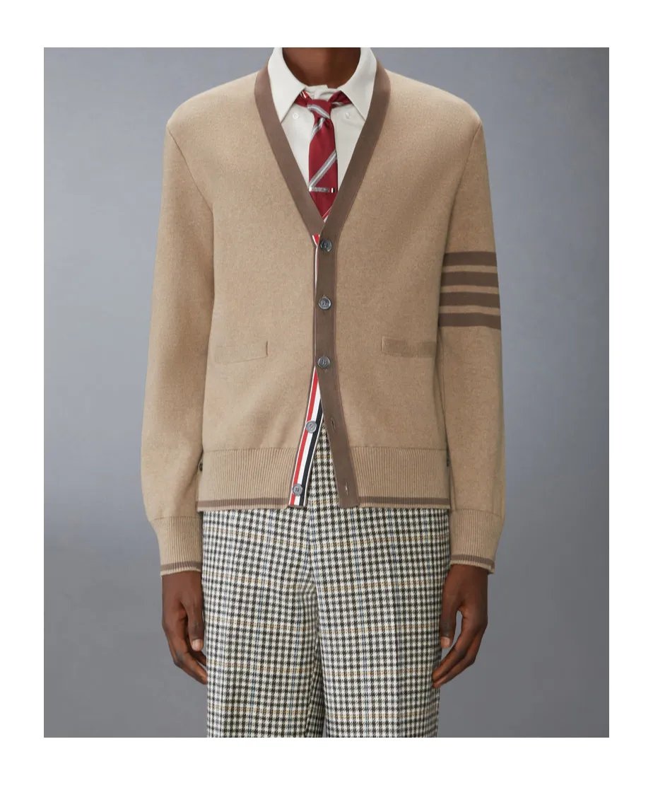 4-Bar Striped Long Sleeved Cardigan