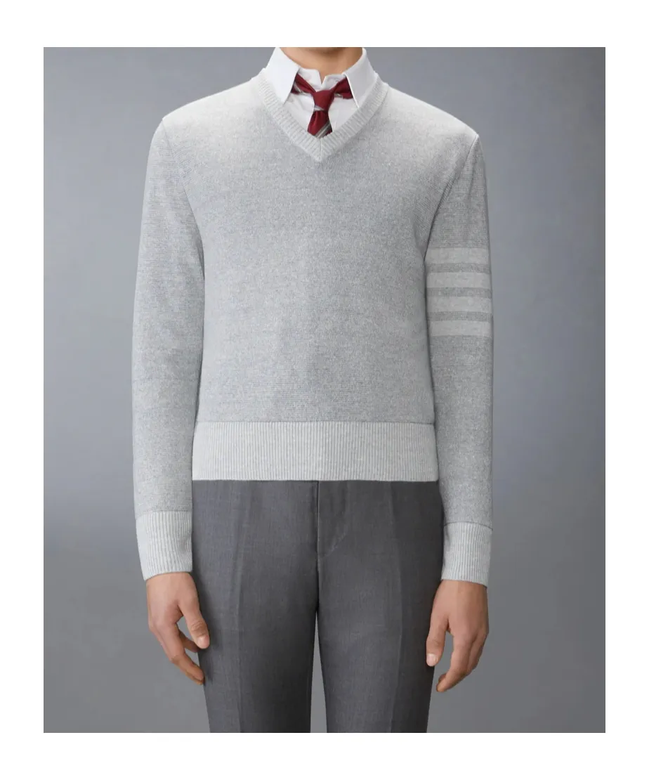 4-Bar Stripe V-Neck Sweater