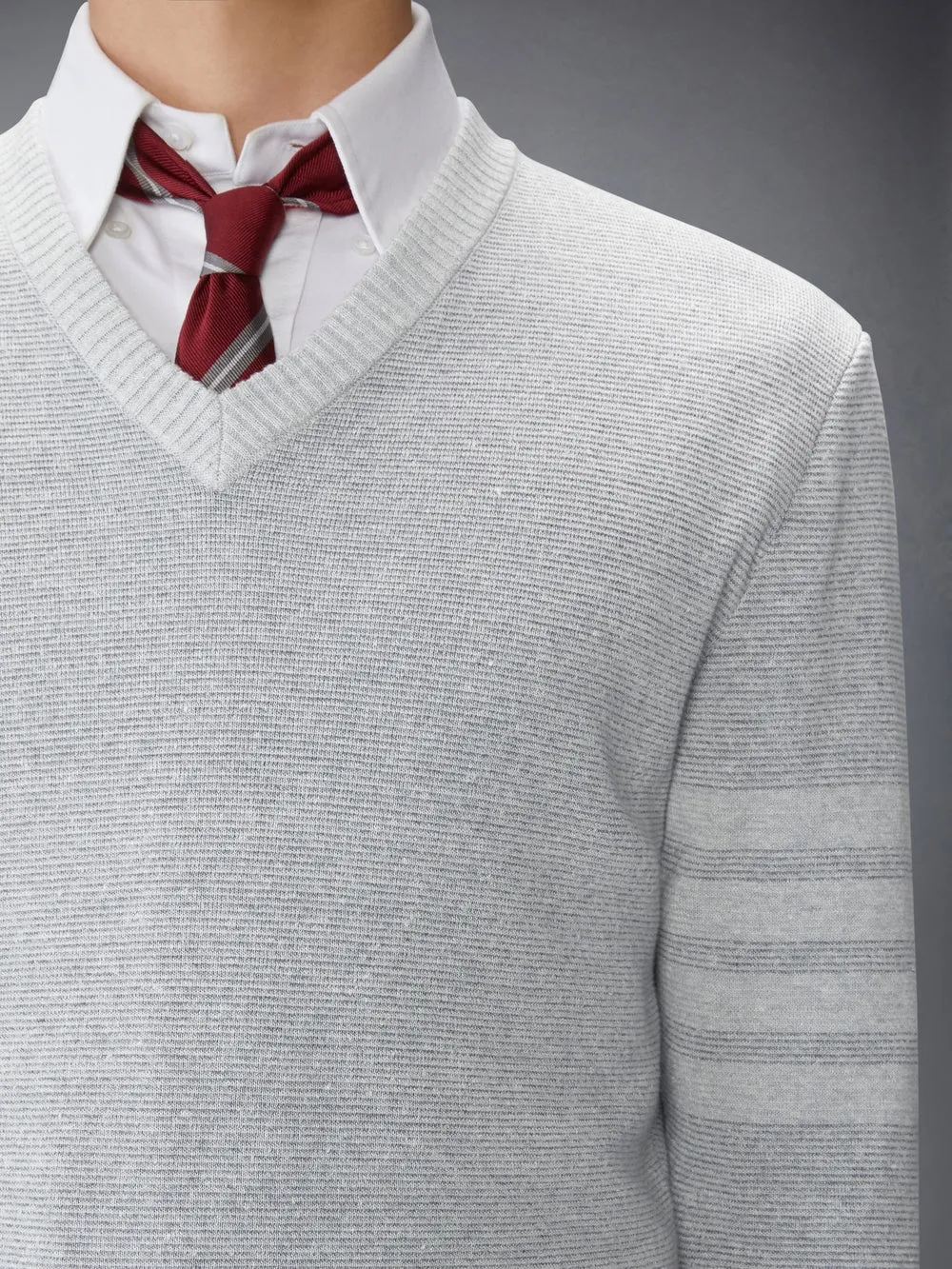 4-Bar Stripe V-Neck Sweater