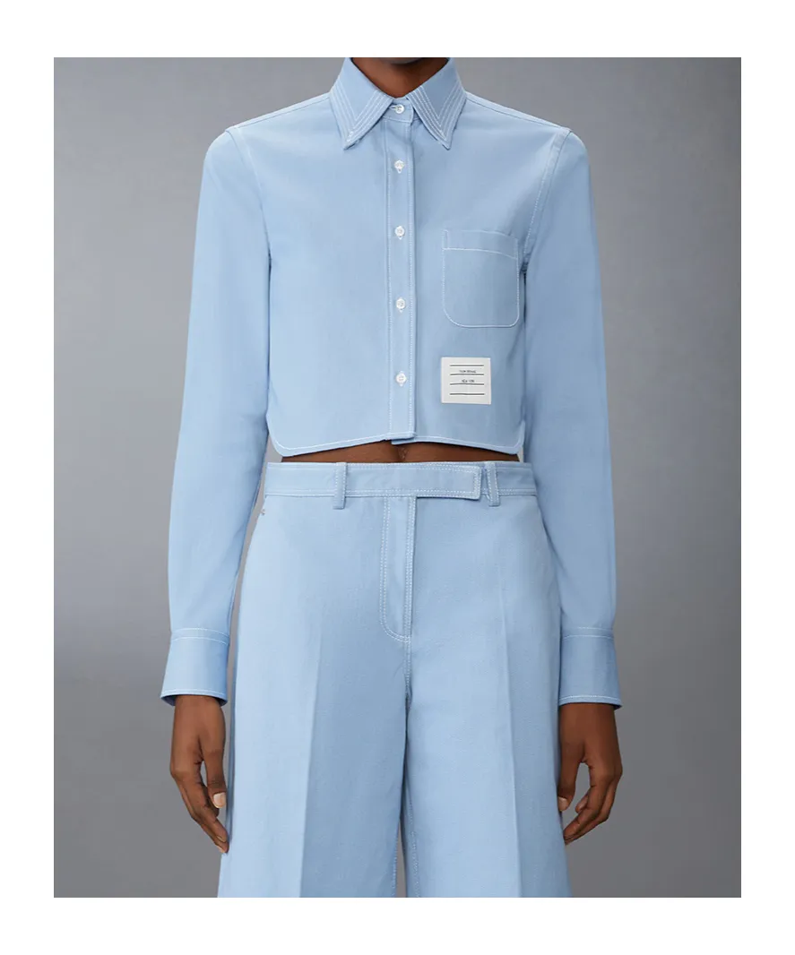 Denim Classic Cropped Long Sleeved Shirt