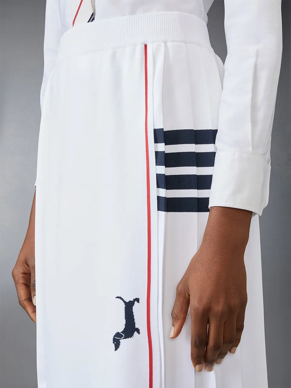 Pleated Midi Skirt With Dachshund Intarsia