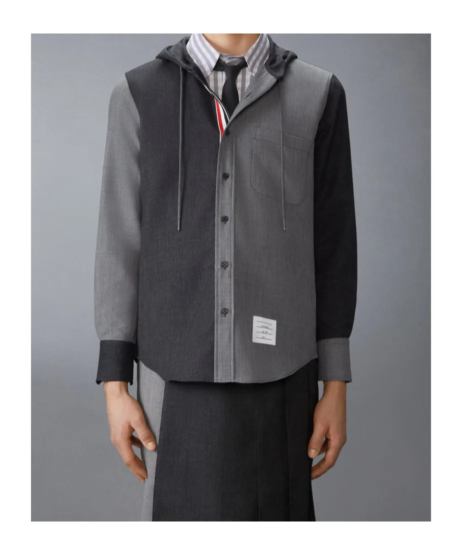 Rwb-Striped Drawstring Hooded Shirt