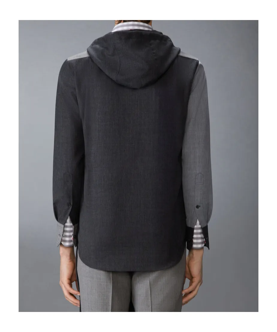Rwb-Striped Drawstring Hooded Shirt