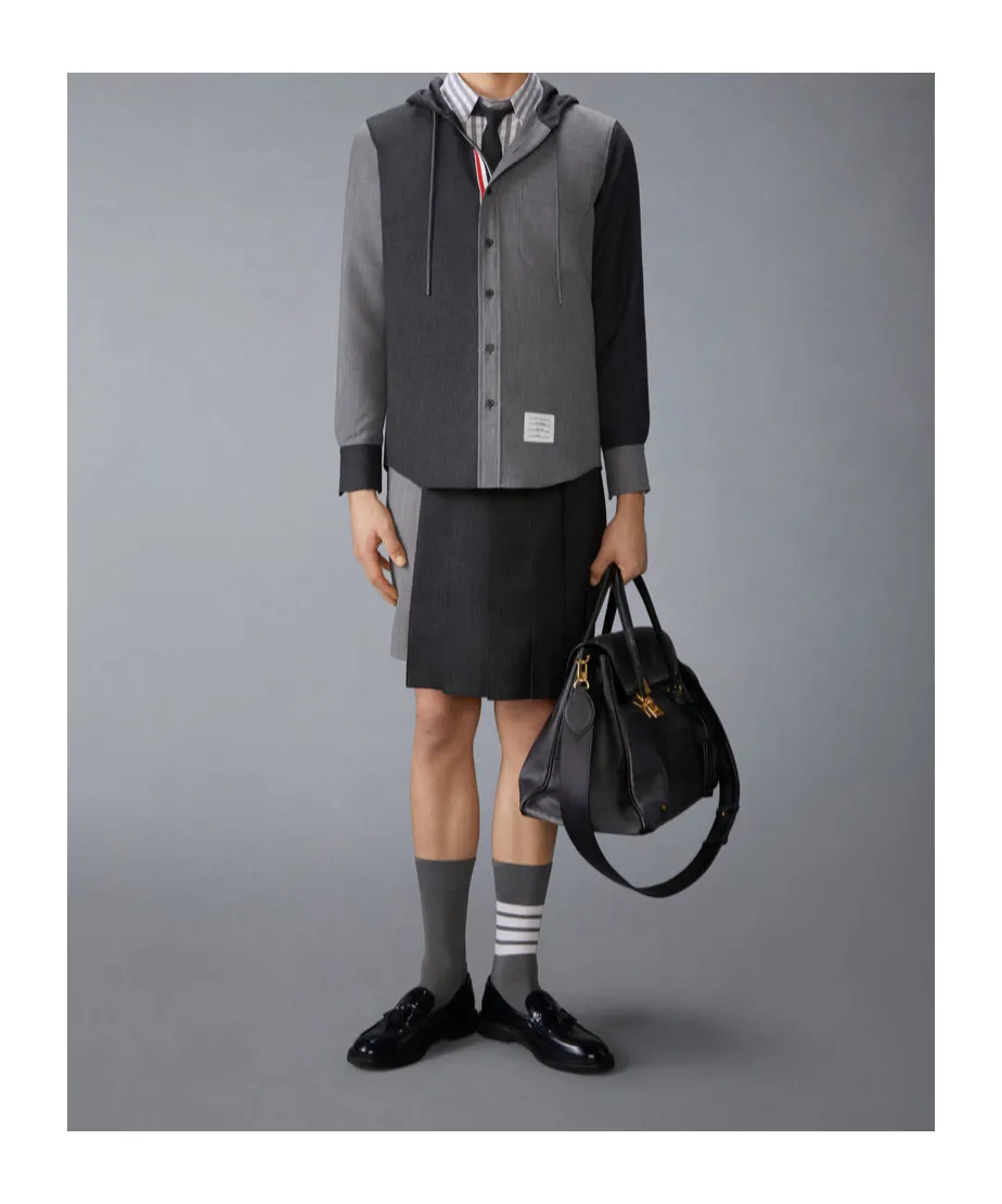 Rwb-Striped Drawstring Hooded Shirt