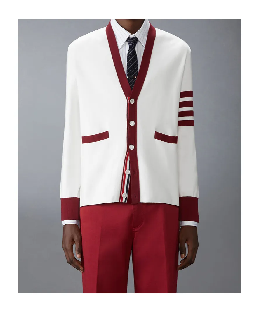 4-Bar Stripe Cotton Cardigan