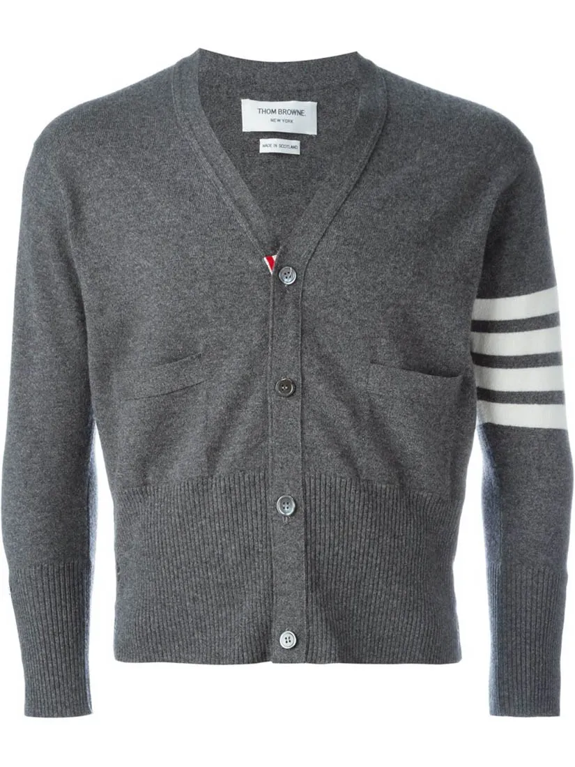 4-Bar Button-Up Knit Cardigan
