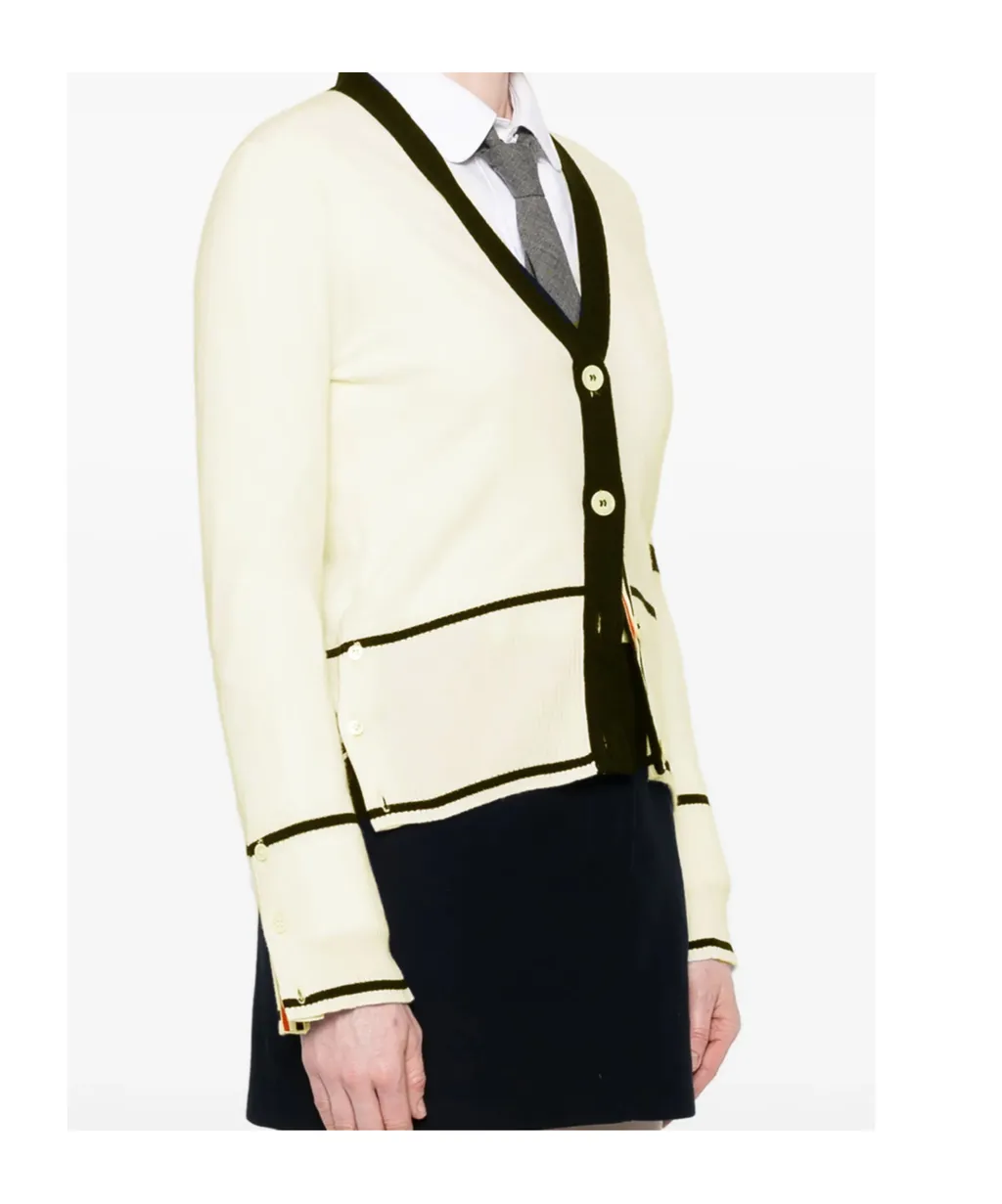 4-Bar Stripe Knitted Cardigan