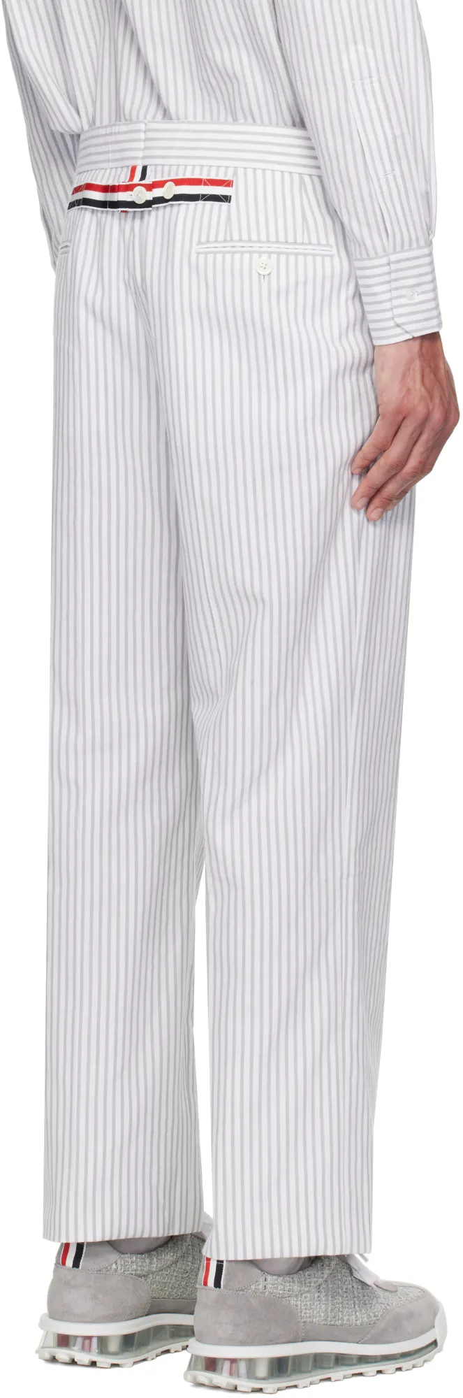 Striped Low-Rise Tapered Trousers