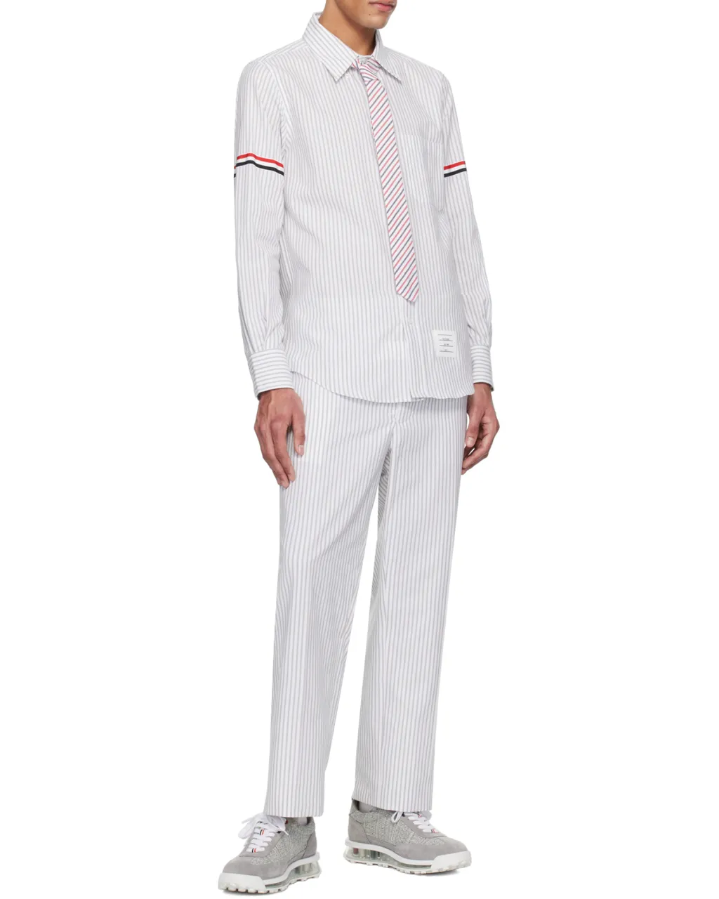 Striped Low-Rise Tapered Trousers