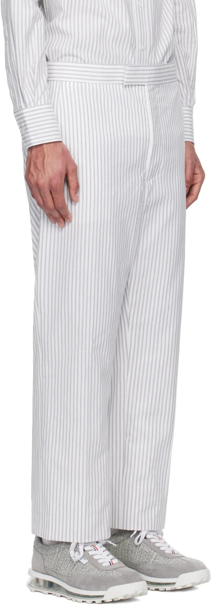 Striped Low-Rise Tapered Trousers