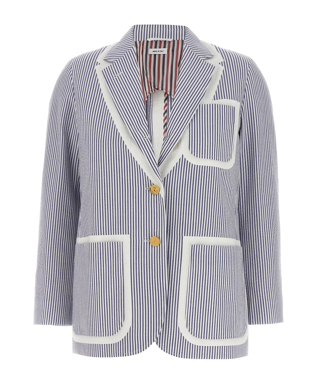 Single-Breasted Seersucker Blazer